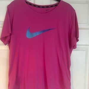 Nike DriFit Women's Short Sleeve Pink Tee with Blue Logo